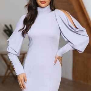 Lavender silhouette dress w/dolman sleeves & cuffs